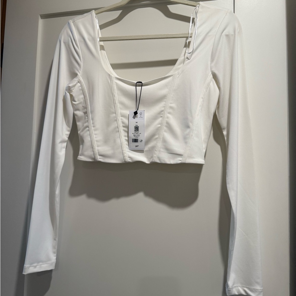 Dynamite White Long Sleeve Crop Top